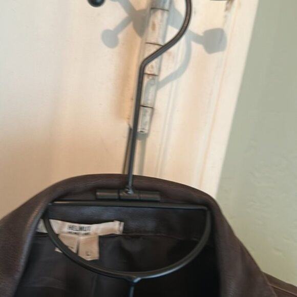 Helmut Lang Brown Distressed Dried Leather Coat Jacket L - Picture 7 of 8